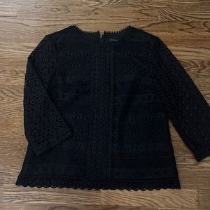 Ann Taylor Navy Lace Blouse